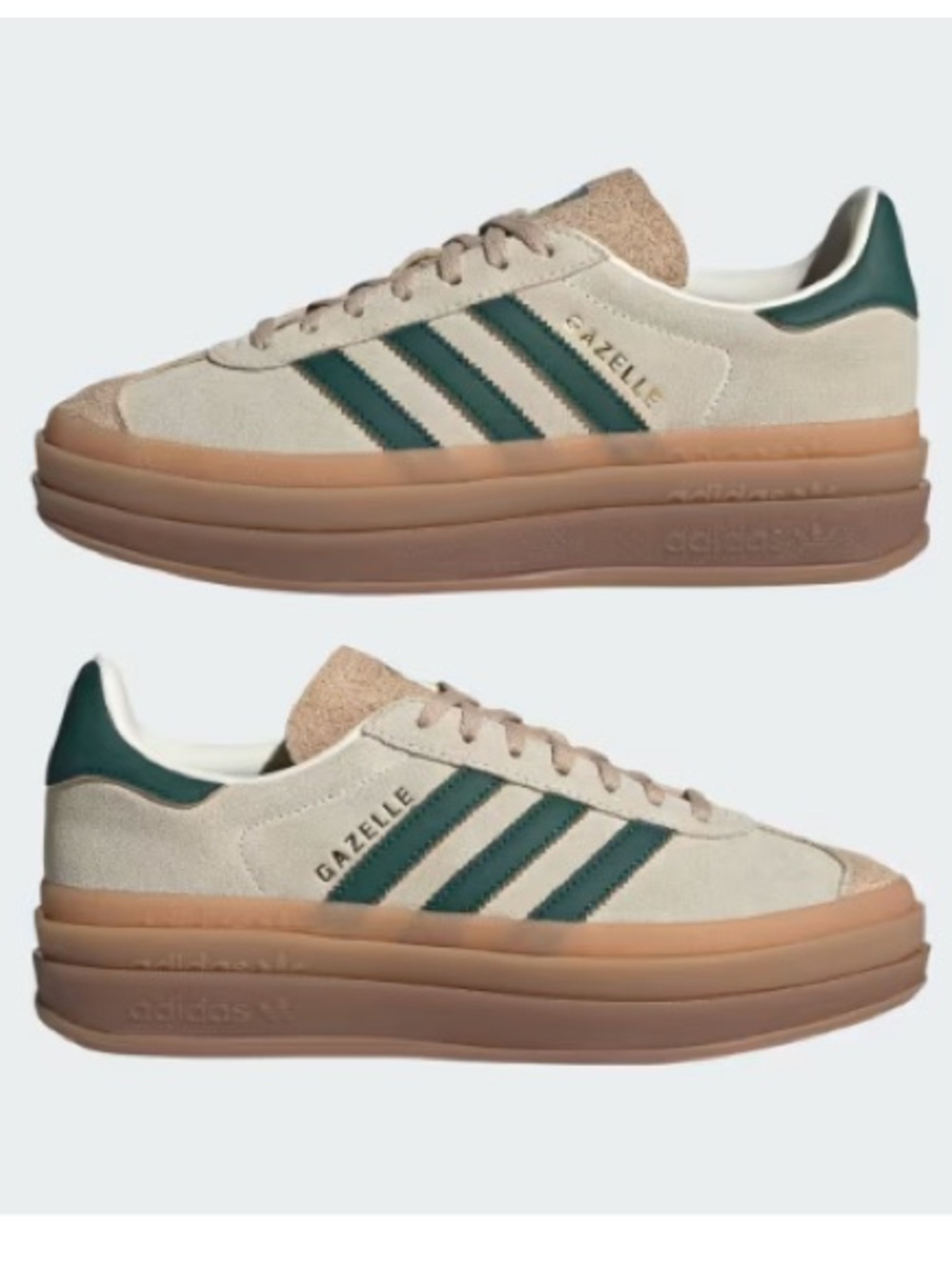 Adidas Gazelle Bold Cream White Collegiate Green ID7056 Womens 9 Excellent 🔥